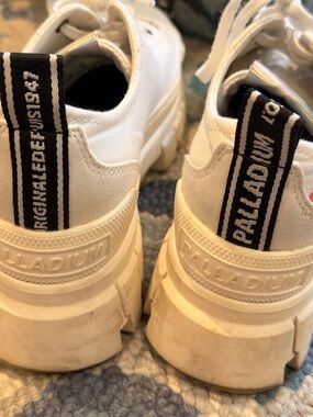 Palladium White Canvas Sneakers with Black Insole